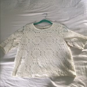 Cropped White Eyelet Top